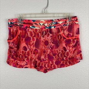 Maaji Womens Multicolor Floral Mesh Mid Rise Elastic Waist Swim Shorts Size L